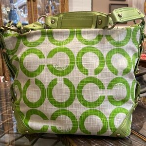COACH Vintage Green Patterned Shoulder Bag